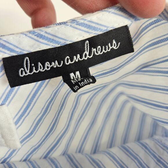 Allison Andrews 3/4 Bell Sleeve Lace Blue and White Striped Medium Sailor - Picture 7 of 9